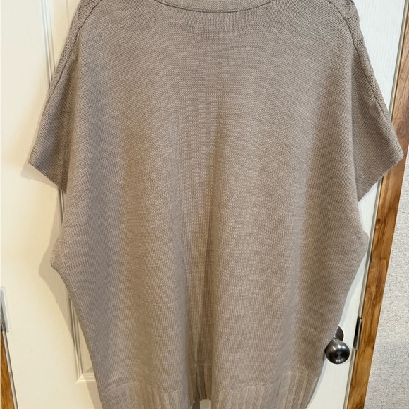 Beige Cable Knit Poncho Sweater - Picture 4 of 4